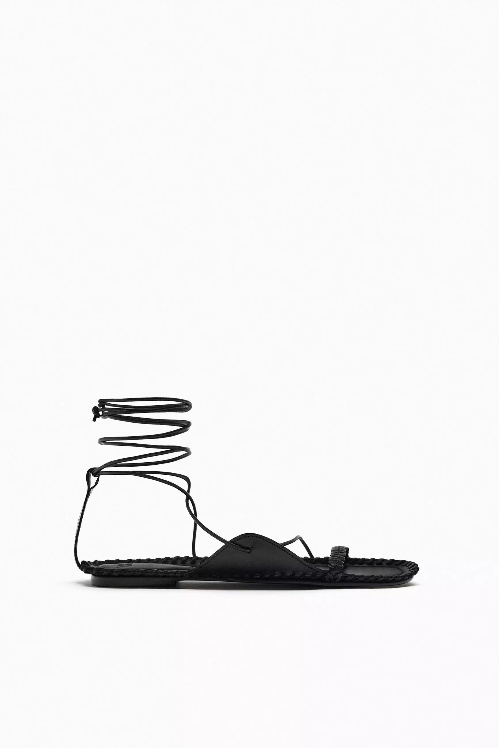 ZARA Lace-Up Flat Sandals 2025 | Buy ZARA Online | ZALORA