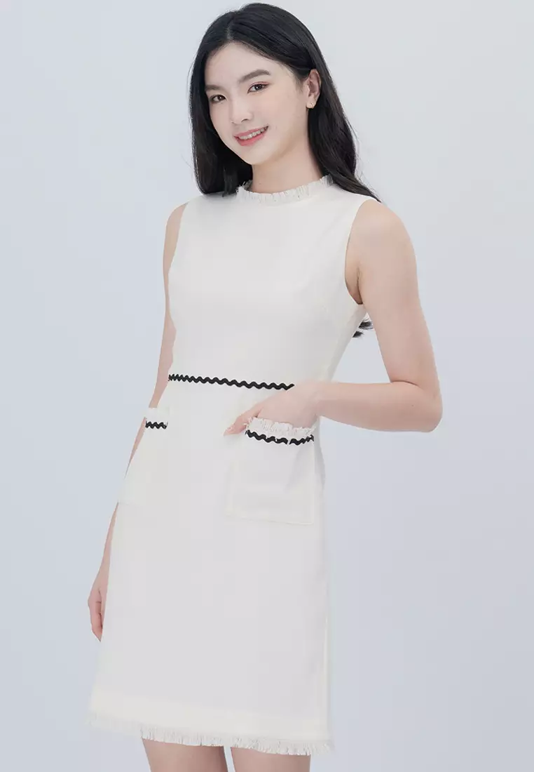 Linen Sleeveless with Pockets Mini Dress