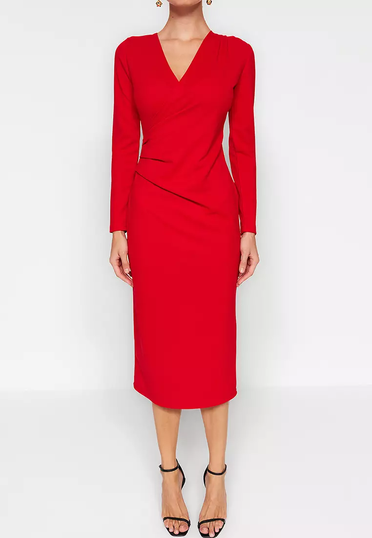 Drape Effect Midi Dress