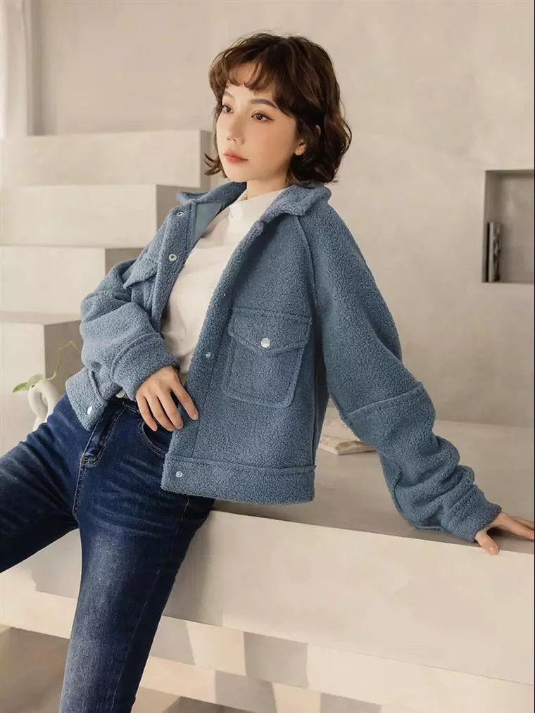 Lamb wool denim store jacket