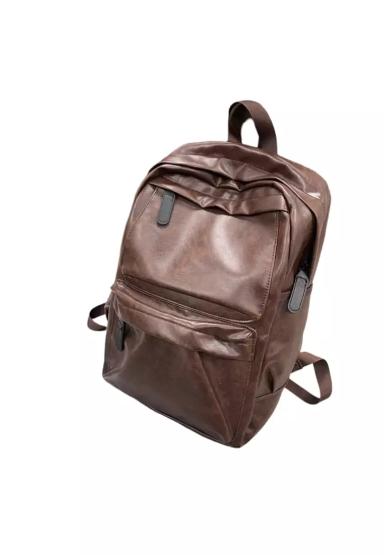 Faux leather laptop on sale backpack