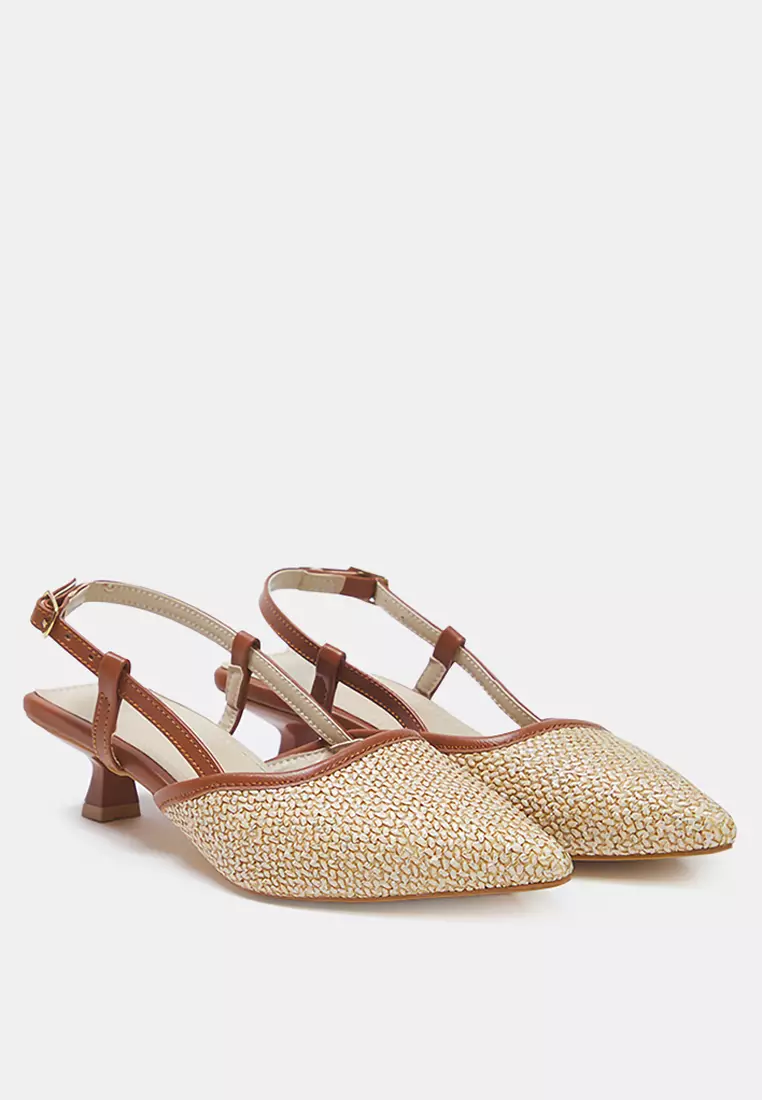 Knitted Open Back Kitten Heels
