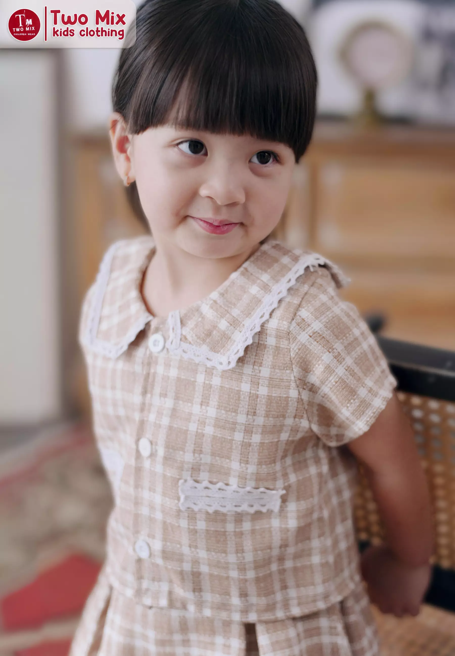 Two Mix - Serra Set Setelan Anak Perempuan Lucu 1-12 Tahun 4400 Coklat