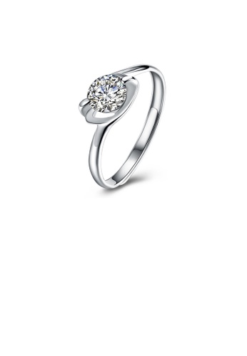 Buy Glamorousky 925 Sterling Silver Fashion Romantic Geometric Adjustable Ring With Cubic Zircon Zalora Hk