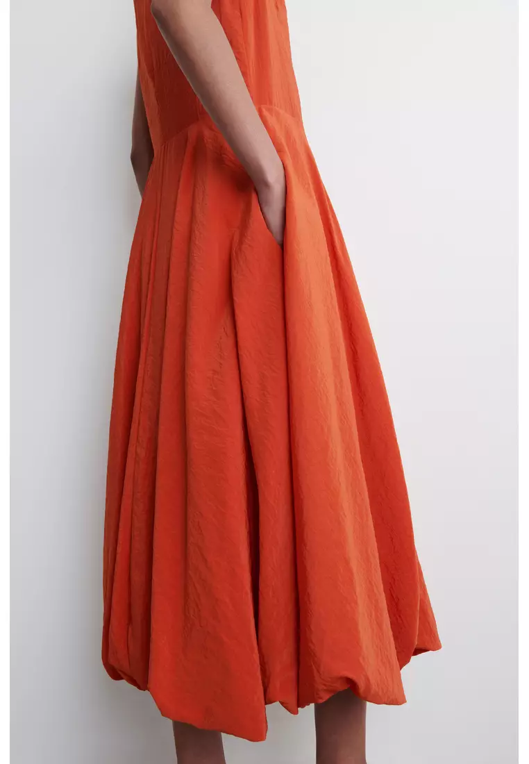 SLEEVELESS BUBBLE-HEM MIDI DRESS