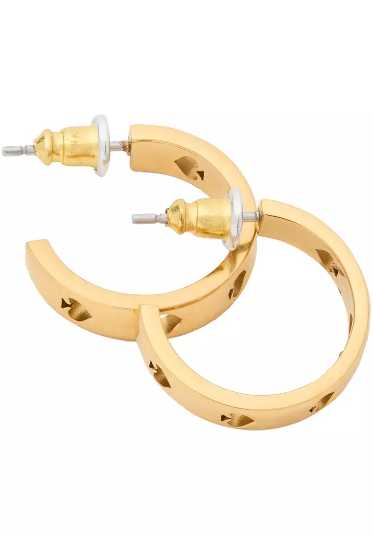 Cut To The Chase Spade Huggies Earrings in Gold KJ999