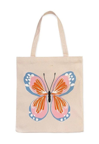 Kate Spade NY Stationery beige Kate Spade Canvas Book Tote, Butterfly 463ACACC79F0F1GS_1