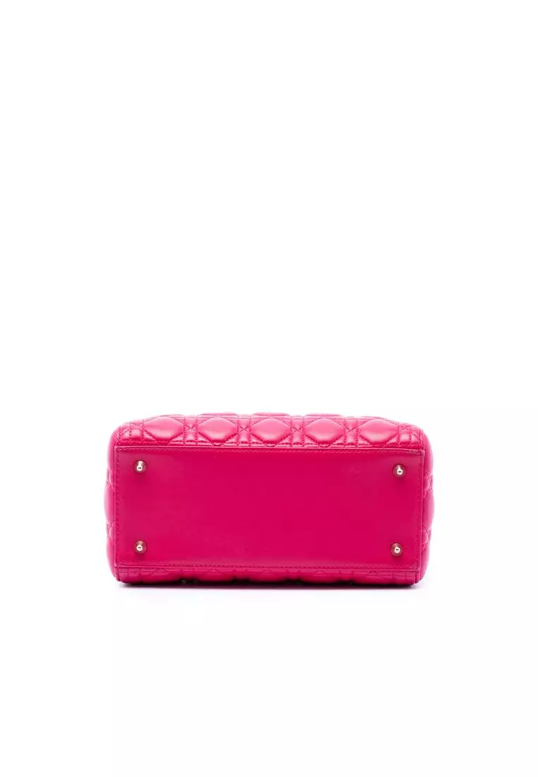 Pre-Loved Dior Medium Lambskin Cannage Lady Dior