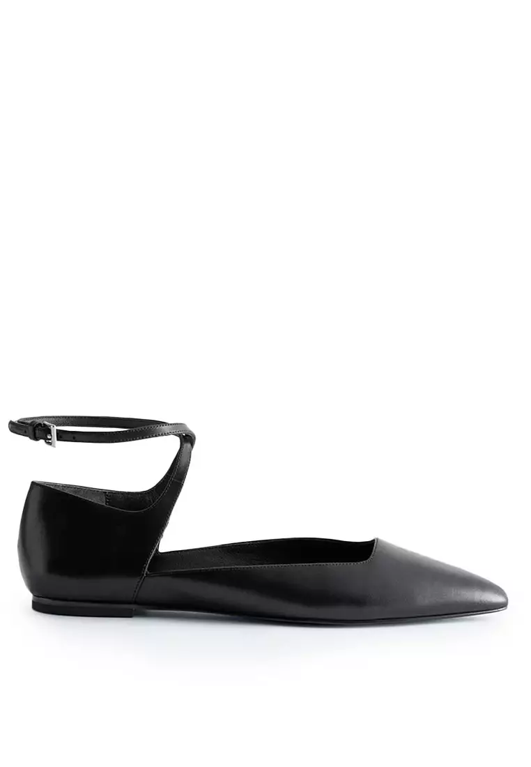 Leather Cross-Strap Ballet Flats