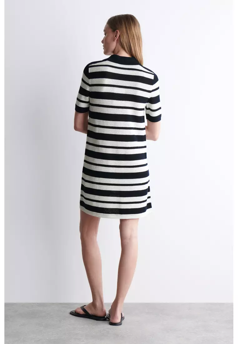OPEN-KNIT POLO MINI DRESS