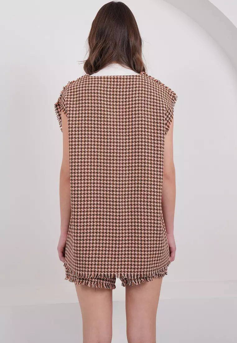 Sleeveless Tweed Jacket And Skort Set