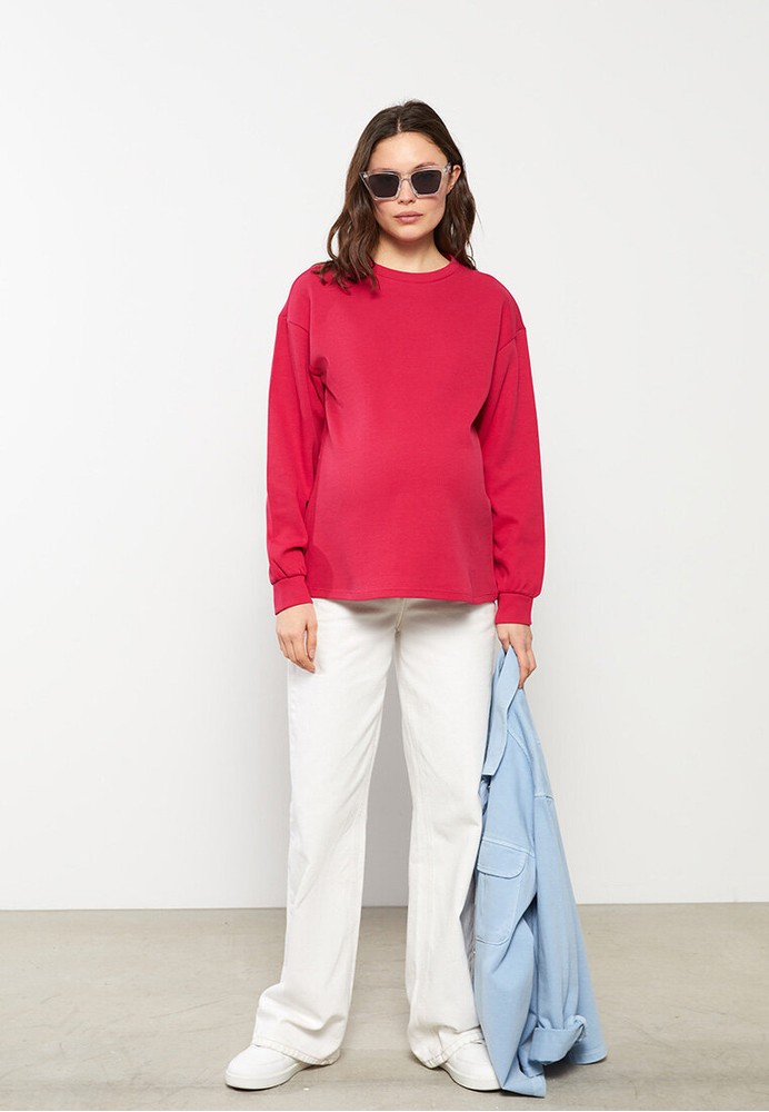 Jual LC Waikiki Crew Neck Plain Long Sleeve Cotton Maternity Sweatshirt Original 2022 ZALORA