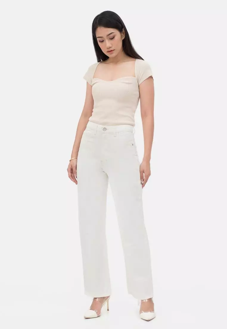 Basic Straight Jeans in White