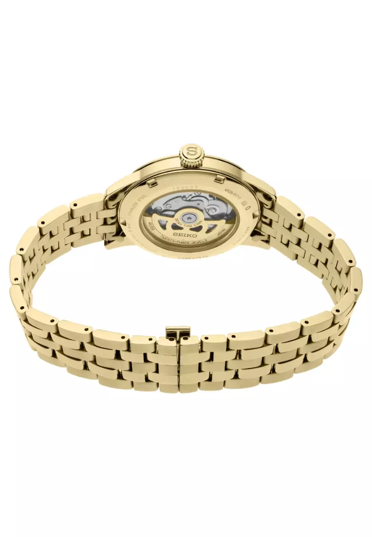 Seiko Presage Cocktail Time ‘Beer Julep’ Gold Gradient Dial Gold-Tone Stainless Steel Band Automatic Watch SRPK46J1