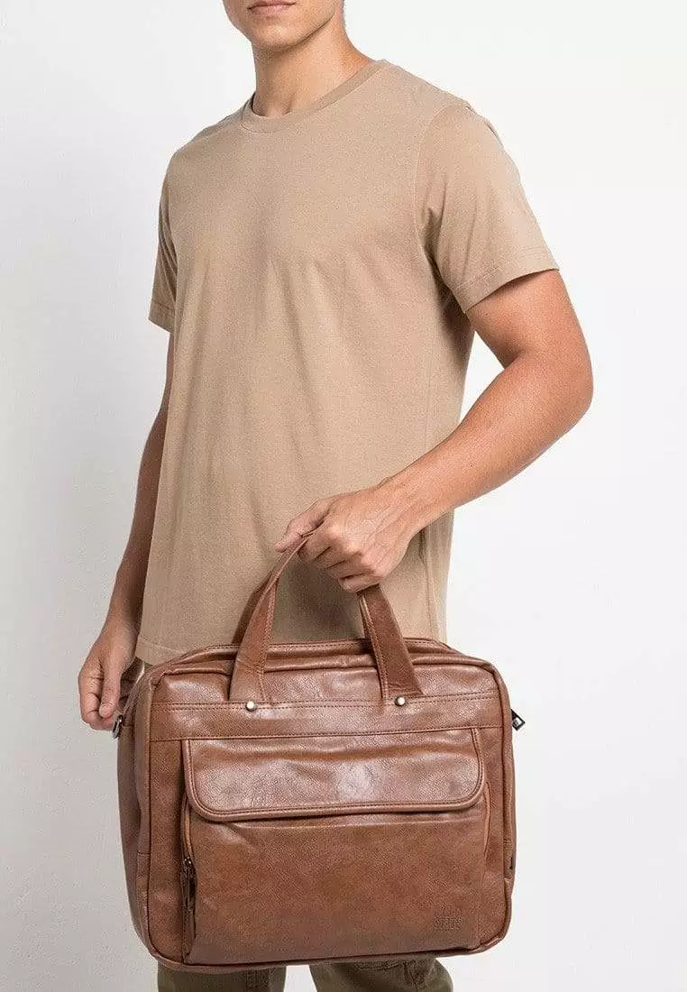 Distressed Leather Laptop Tote Bag