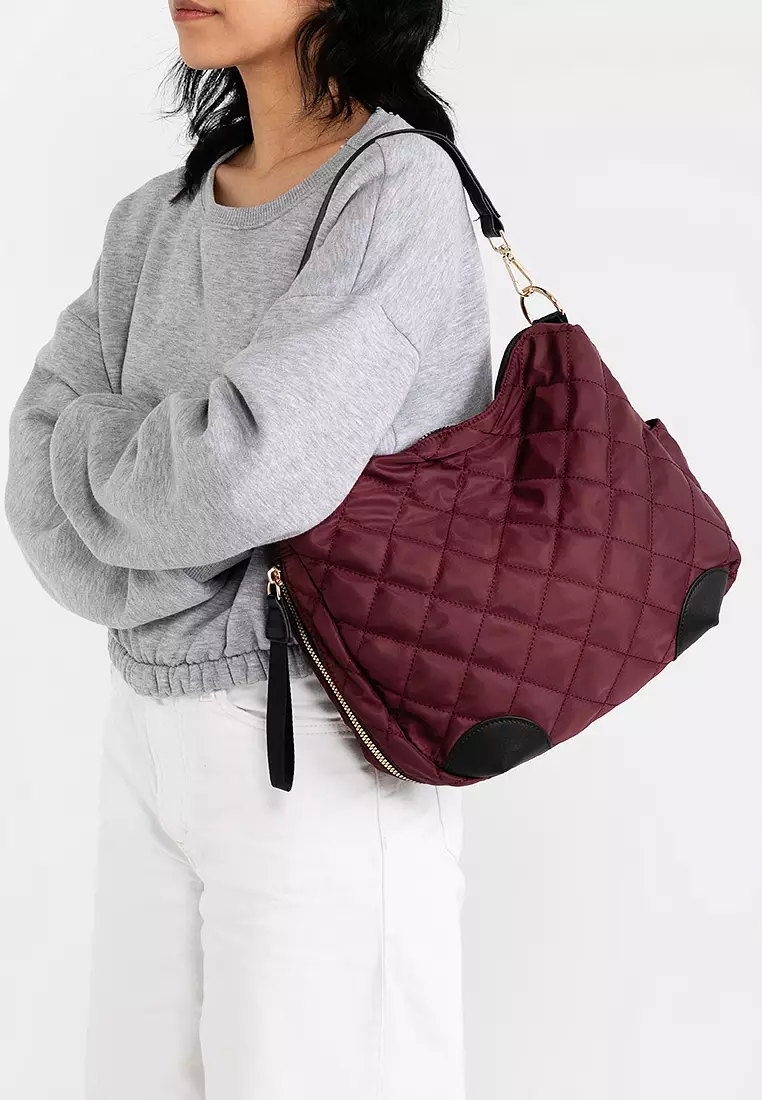 Quilted Nylon Convertible Shoulder Bag