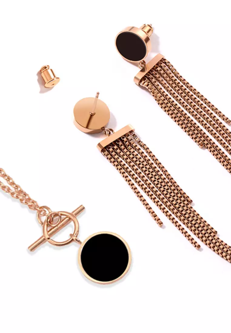 CELOVIS - Lucie in Black Toggle Clasp Necklace + Earrings Jewellery Set