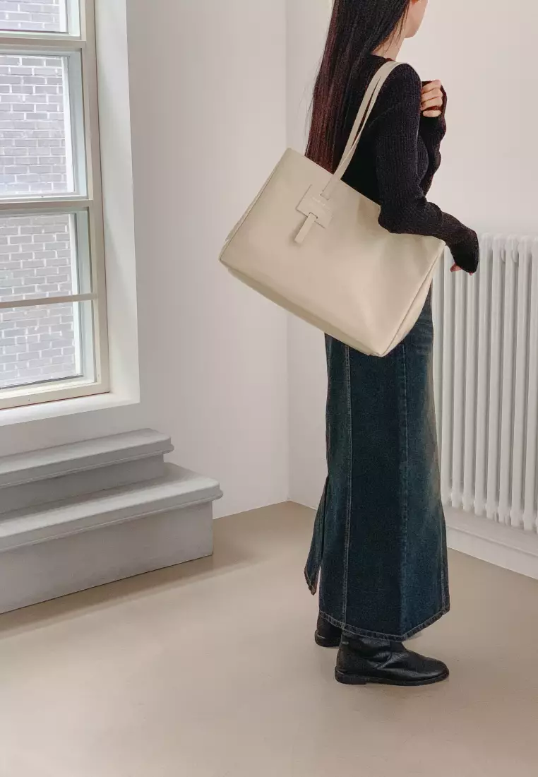 ANNA Vegan Leather Shoulder Bag Beige