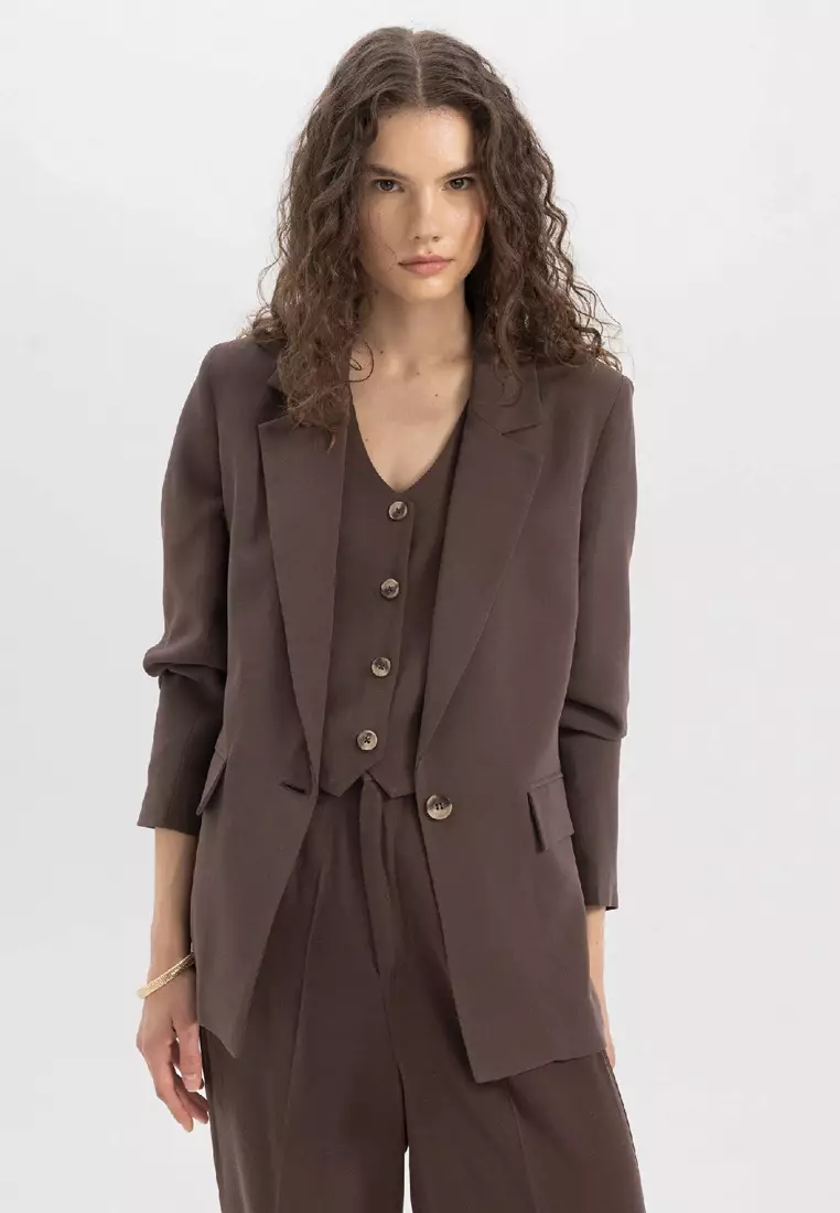 Oversize Linen Blend Blazer Jacket
