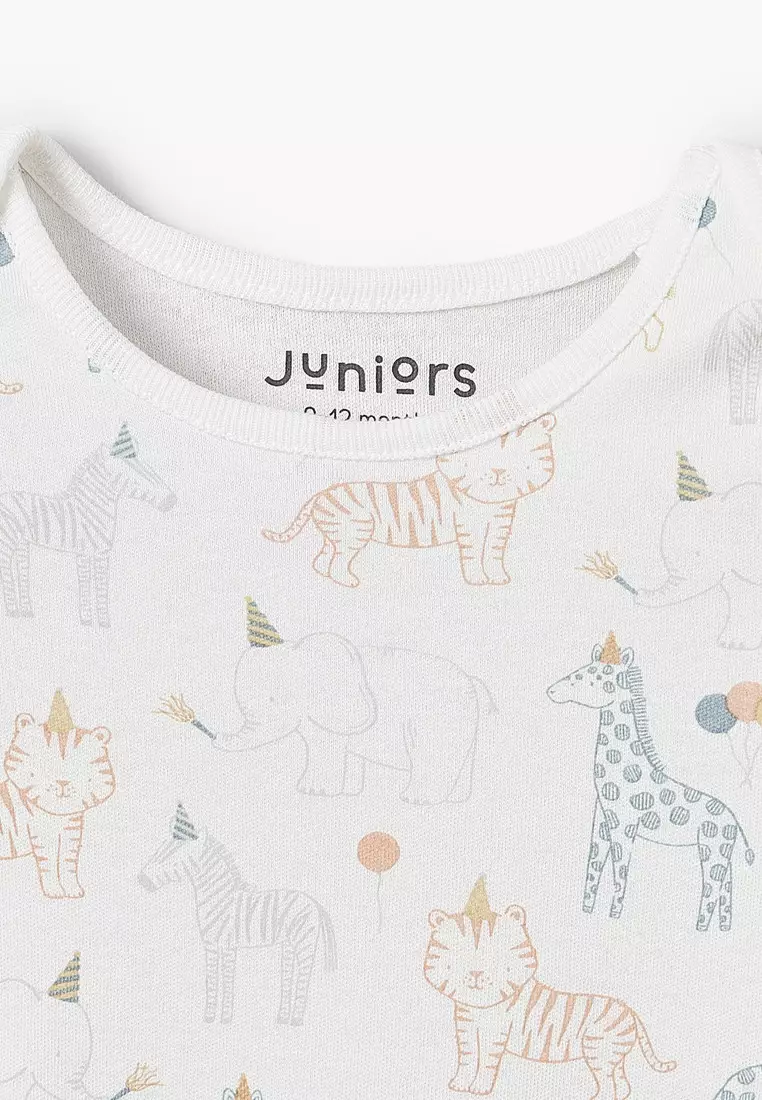 Babyshop Juniors Cotton Round Neck Short Sleeves Bodysuit With Safari Print
