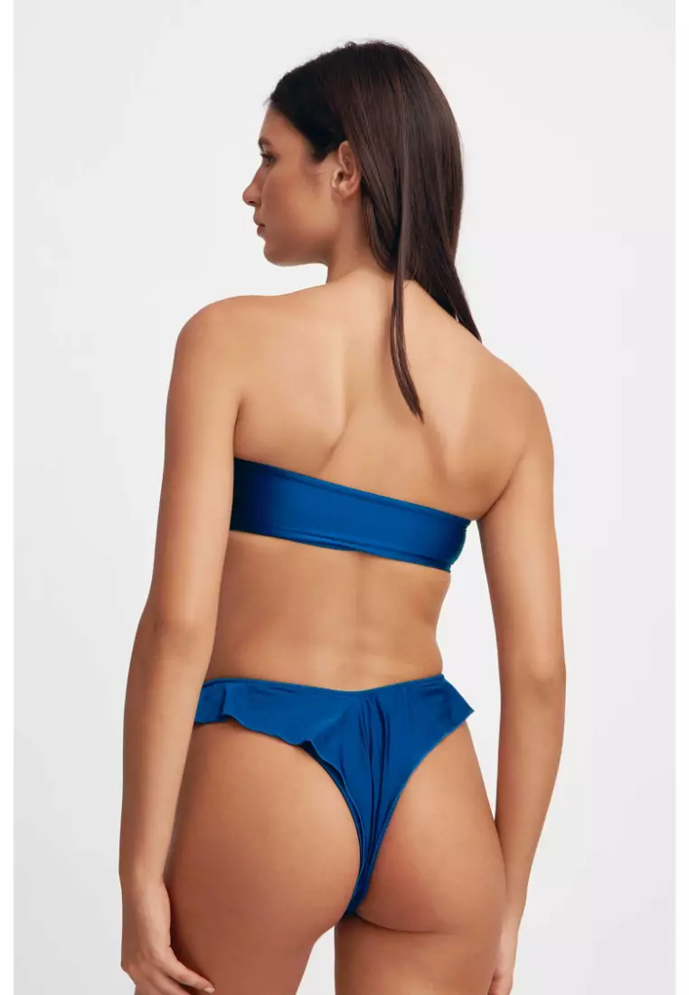 Elsie Ruffled Cheeky Bikini Bottoms / Jazzy Blues Gloss