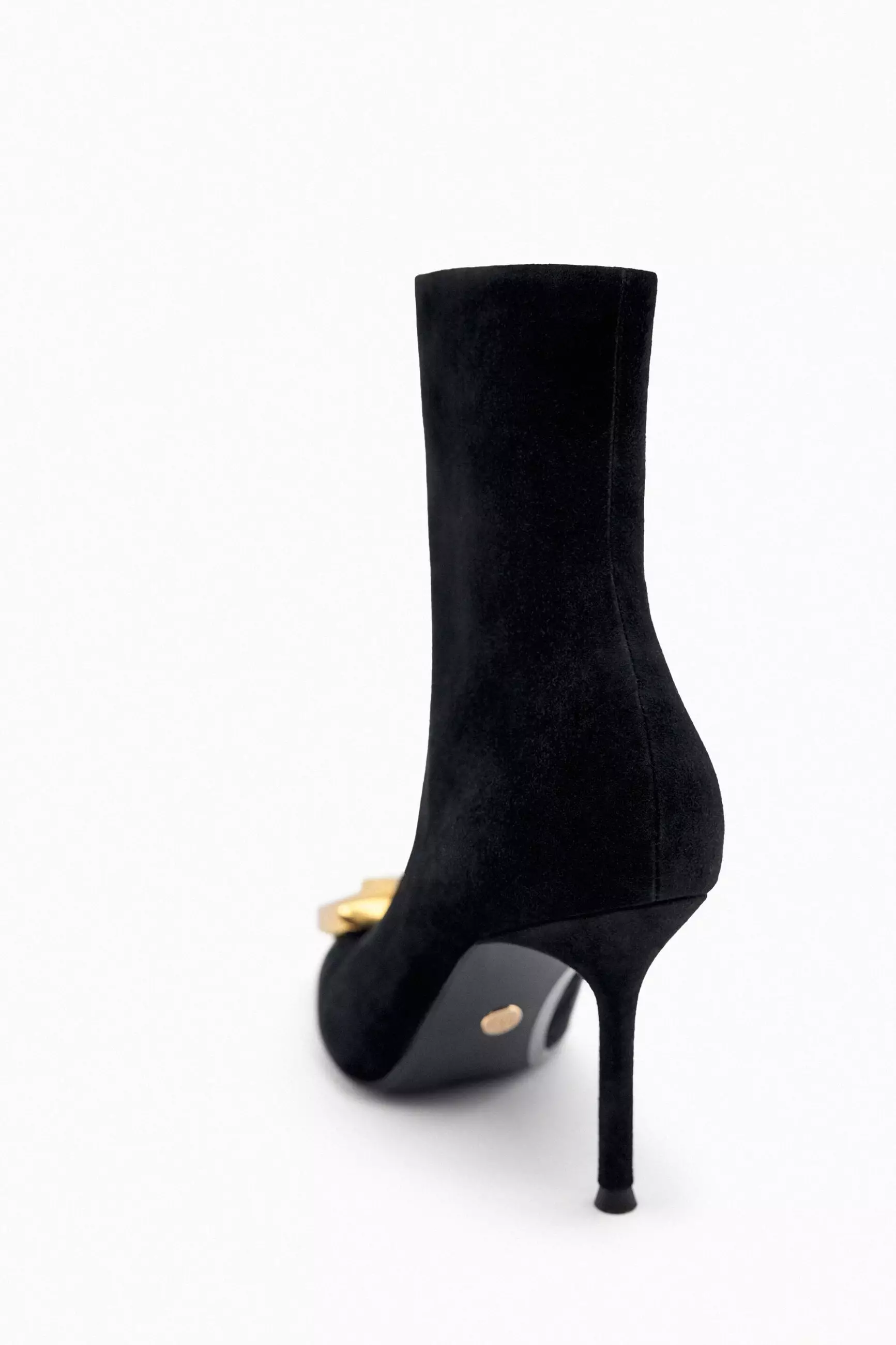 ZARA High-Heel Leather Ankle Boots With Metal Flower 2025 Buy