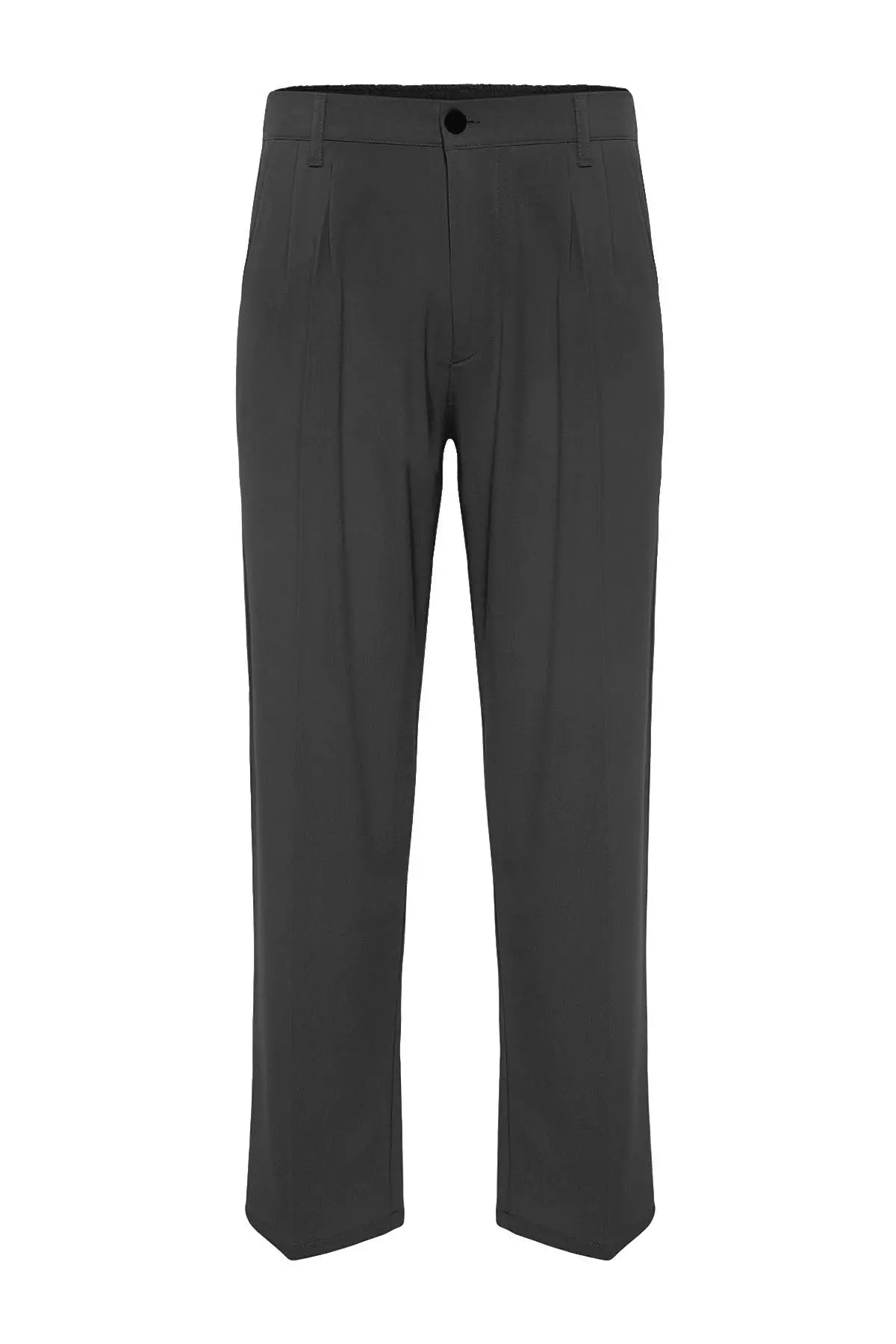 Anthracite Pleated Classic Baggy Fit Fabric Trousers TMNSS24PL00024