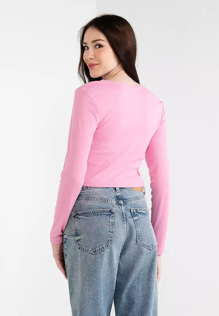 Shia Long Sleeves Ruching Cropped Top