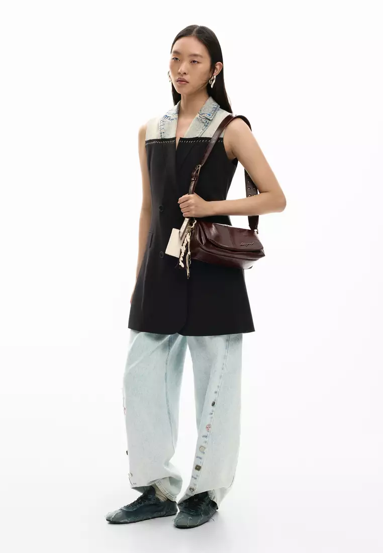 Crossed bi-material dress