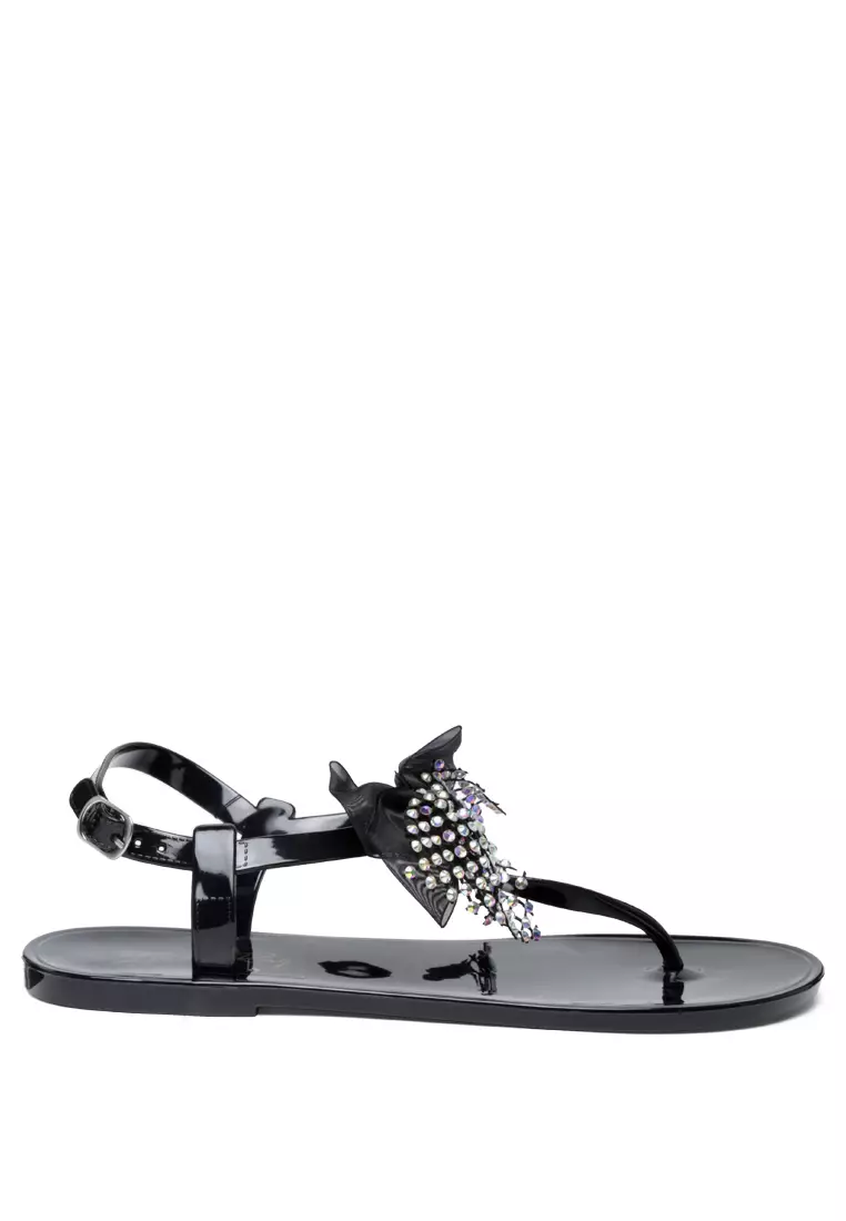 Discount on London Rag  shoes - SKU: Bow-Tie T Strap Flat Sandals In Black