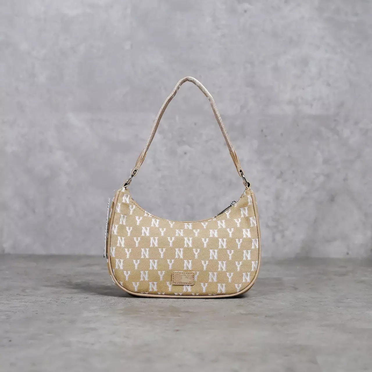 Tas MLB NY MONOGRAM NAVY BEIGE HOBO BAG SS22 100% ORIGINAL