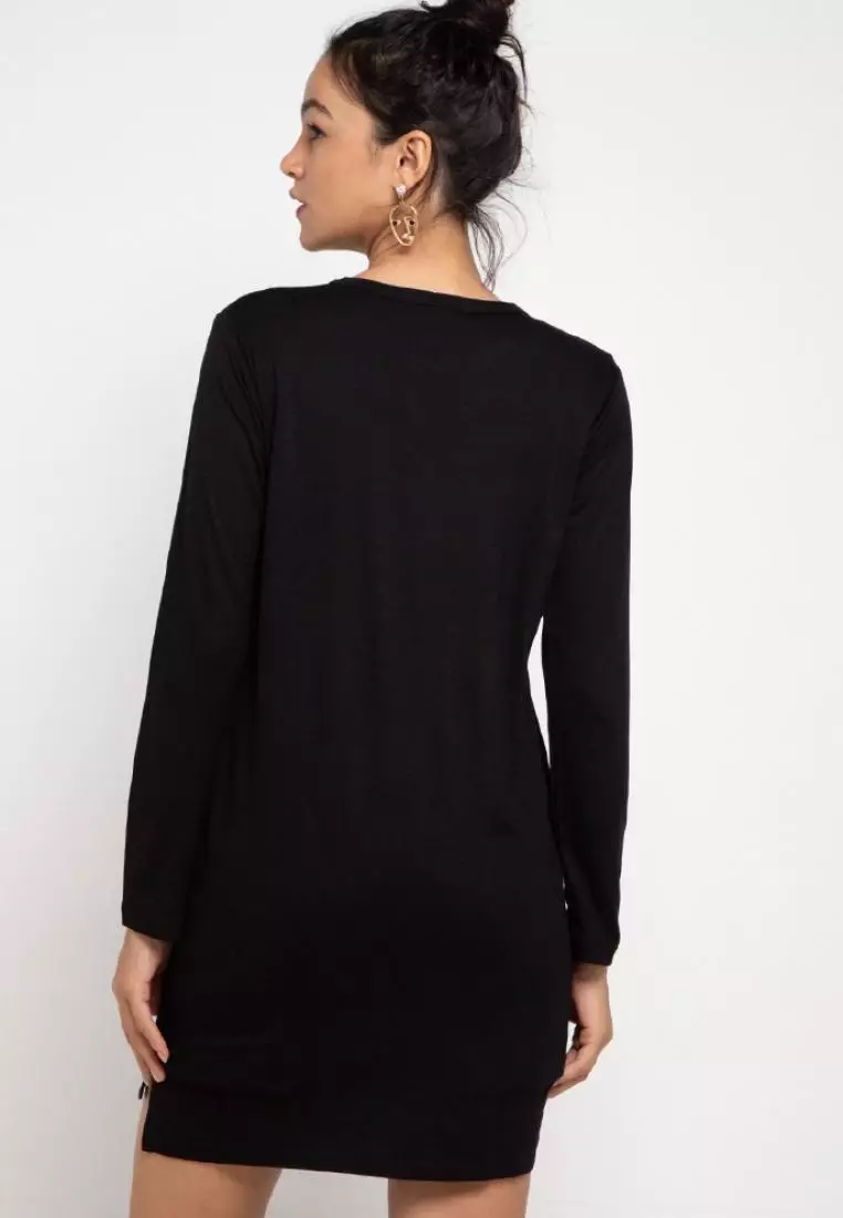 LTC74 mls logo outline hitam hijab lengan panjang