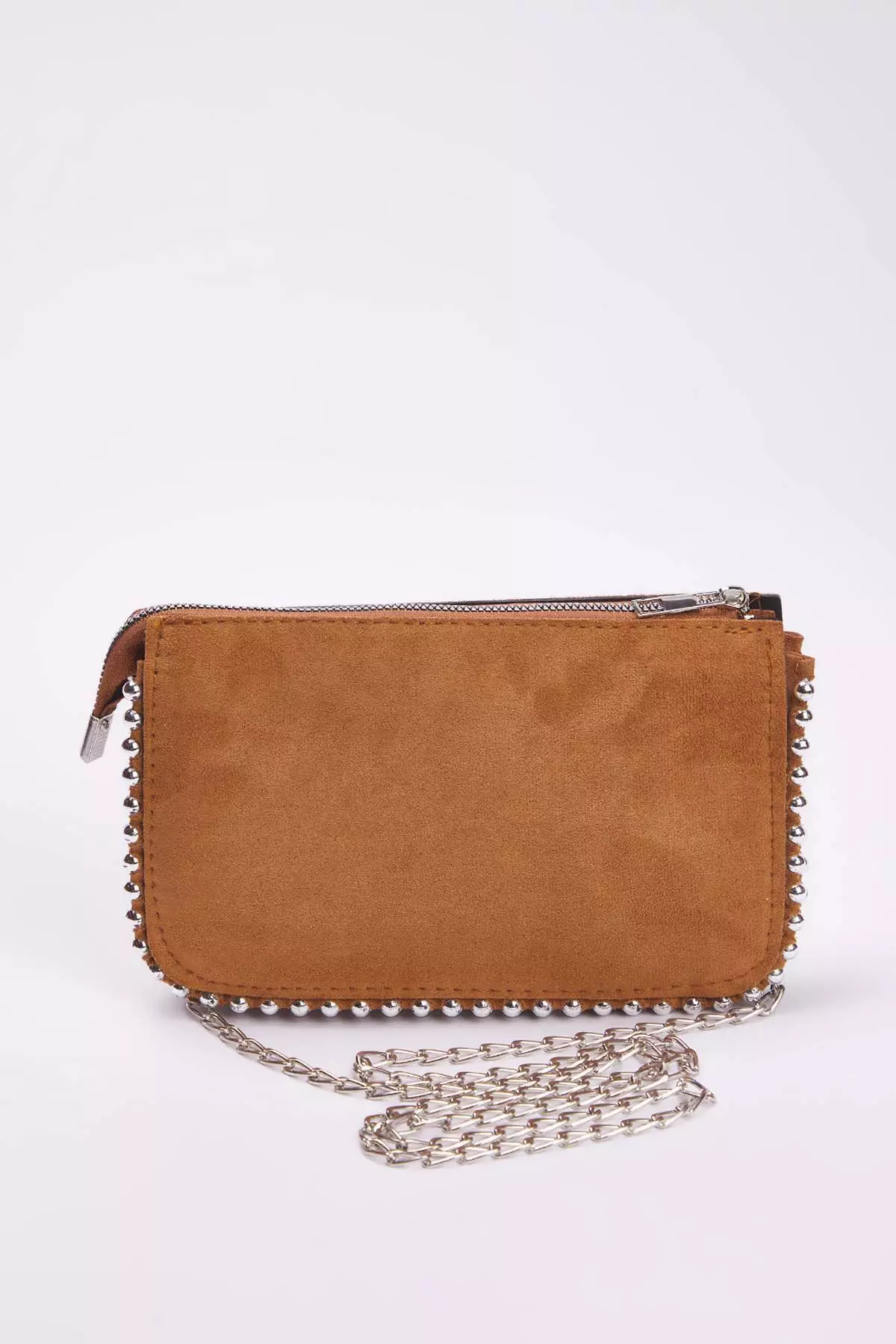 Camel Suede Studded Crossbody Women's Wallet Bag Twoaw25Oc00005