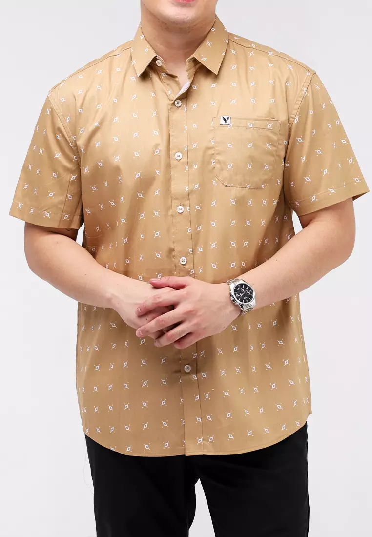 Woven Printed Poplin Short Sleeves Polo