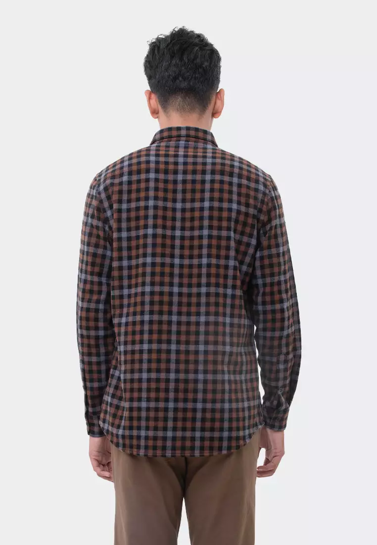 MANZONE - Kemeja Lengan Panjang Pria Slim Fit Vicenzo 05 - Brown