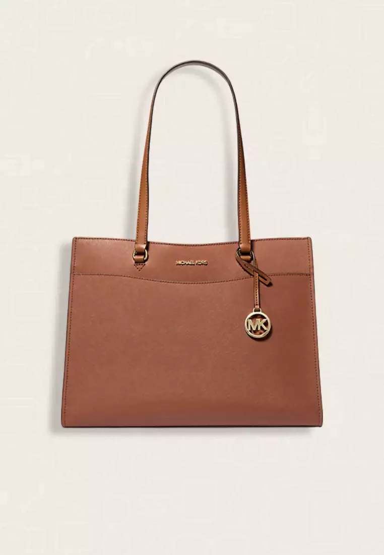 Michael Kors Jet Set Travel Large Saffiano Leather Pocket Tote Bag Luggage