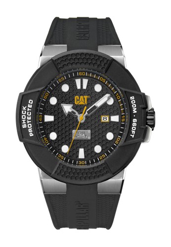 Caterpillar CAT SF.141.21.111 Chrono Men's Watches Rubber Strap - Black Grey