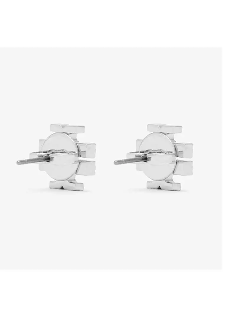 Tory Burch Kira Pave Crystal T Logo Stud Earring Silver 158535