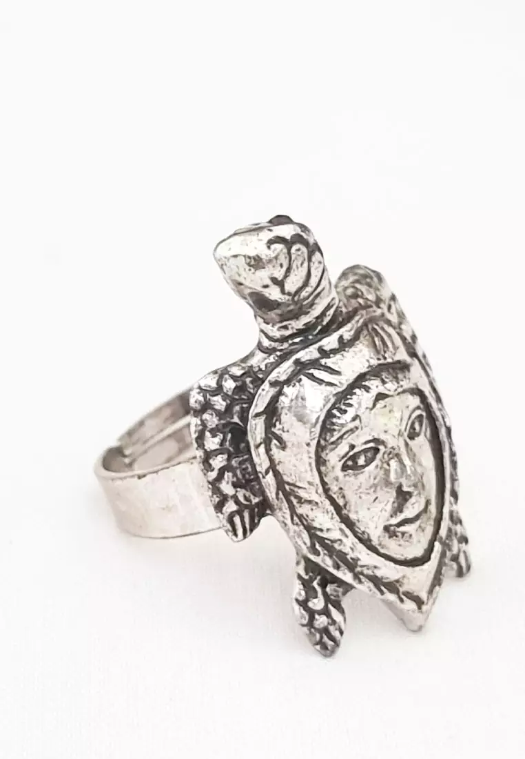 Turtle Face Ring Cincin Wanita Silver