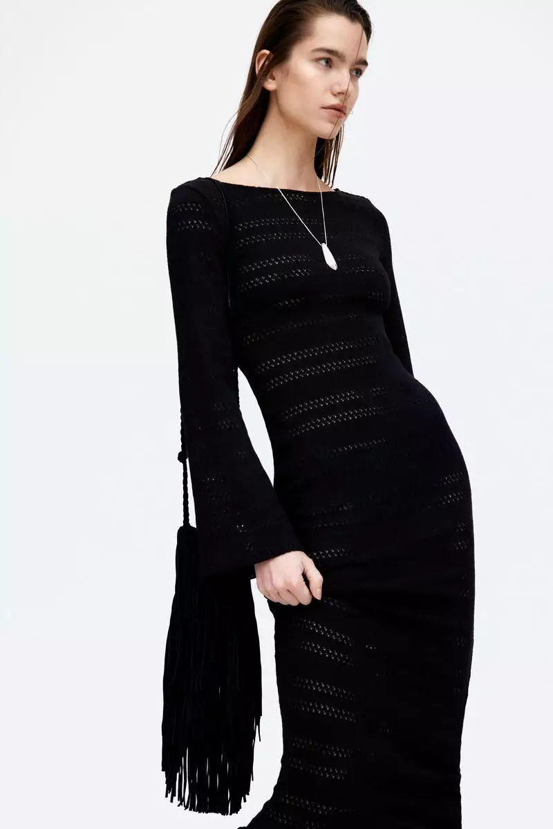 Buy H&M Lacing-detail hole-knit dress 2026 Online | ZALORA