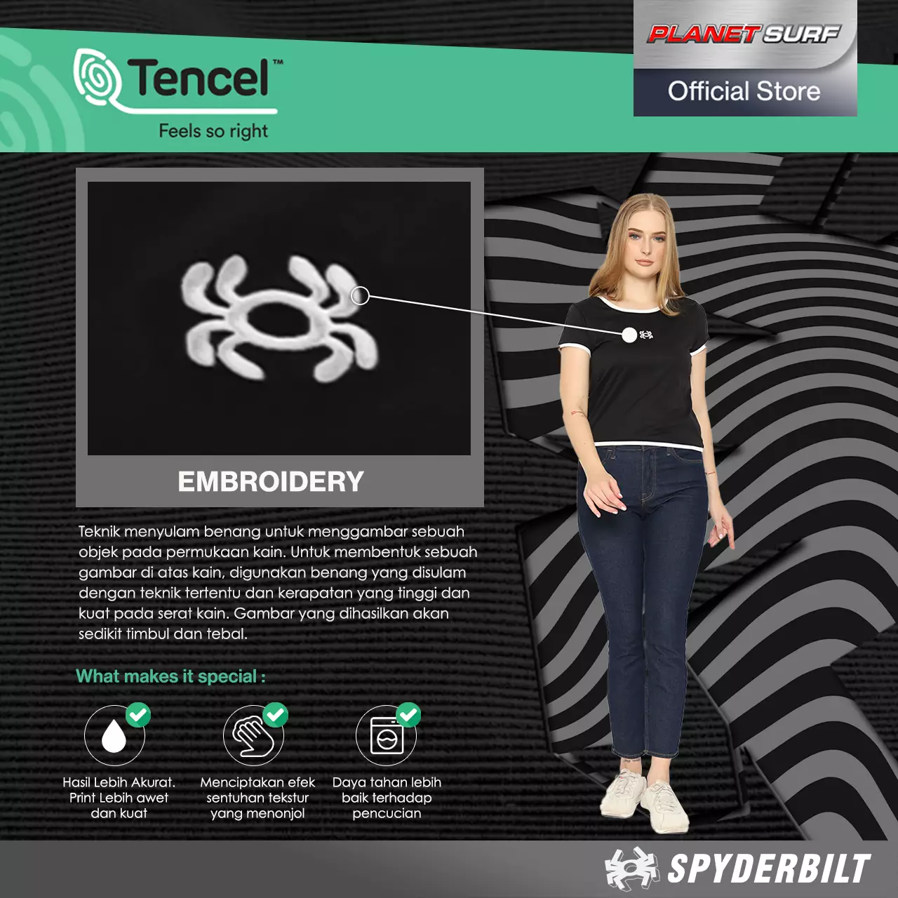 Spyderbilt Kaos Lengan Pendek Wanita Channie Tencel Ladies Tee Planet Surf