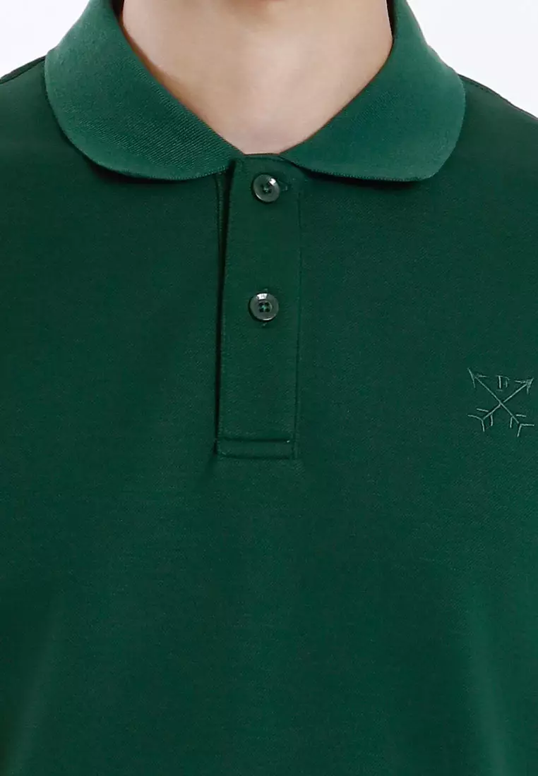 Forest Mens Stretchable Cotton Slim Fit Polo Tee - 23961-40DarkGreen