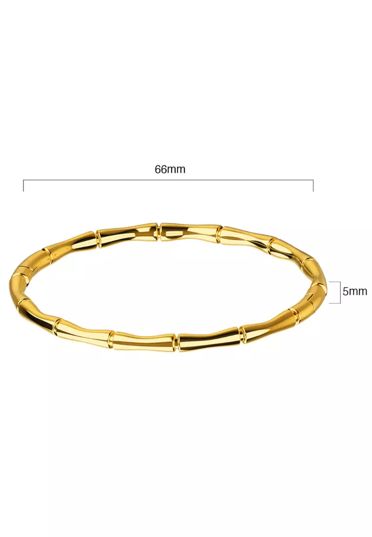 Trunket Bamboo Design Stainless Steel Bangle in Gold