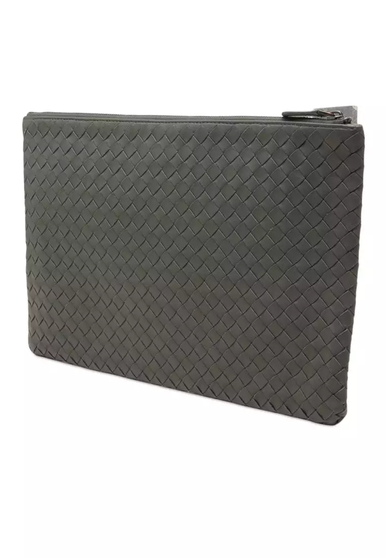 Pre-Loved Bottega Veneta Nappa Intrecciato Zip Clutch