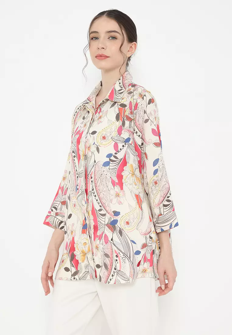 Shirt Cream Paisley Floral Arlette By Brilliant Girl Warna Cream