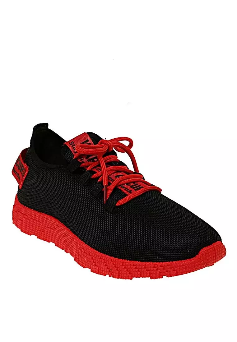 Chayton Sepatu Olahraga Pria Sneakers Warning Two Tone Casual Sport Shoes Material Fabric ORIGINAL - Red