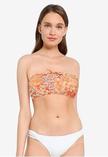 Cotton On Body orange and multi Gathered Backless Halter Bikini Top 409CAUSF292A47GS_1