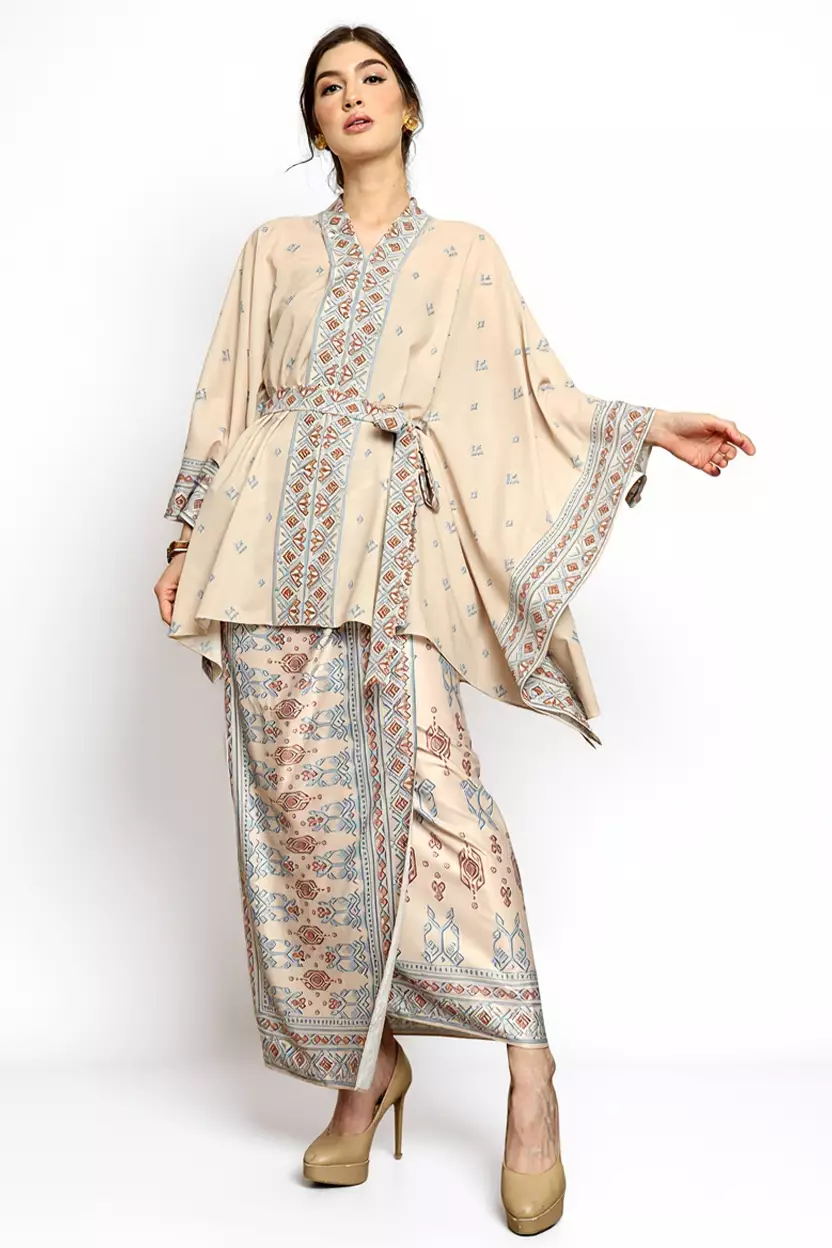Kanzi Collection Songket Sarong Kebaya Belt Beige