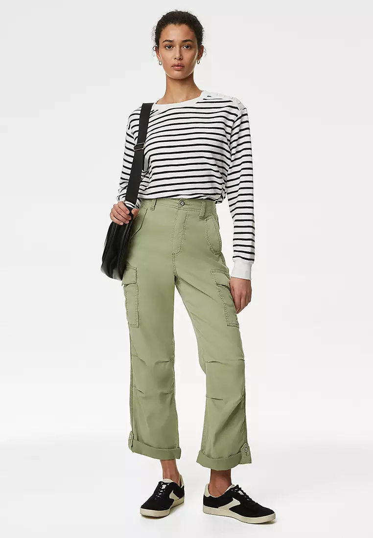 lyocell Rich Cargo Tea Dyed Cropped Trousers