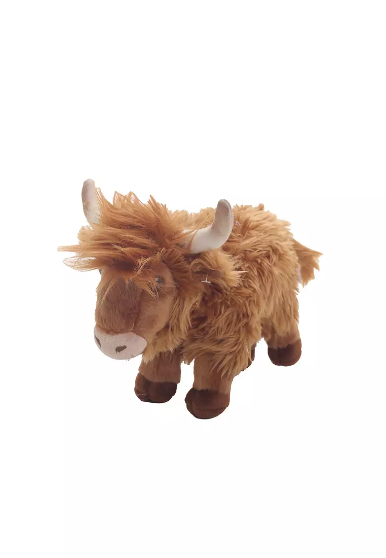 Boneka Binatang Animal Plush Kerbau Buffalo Rambut Panjang Brown Coklat 24x17 cm